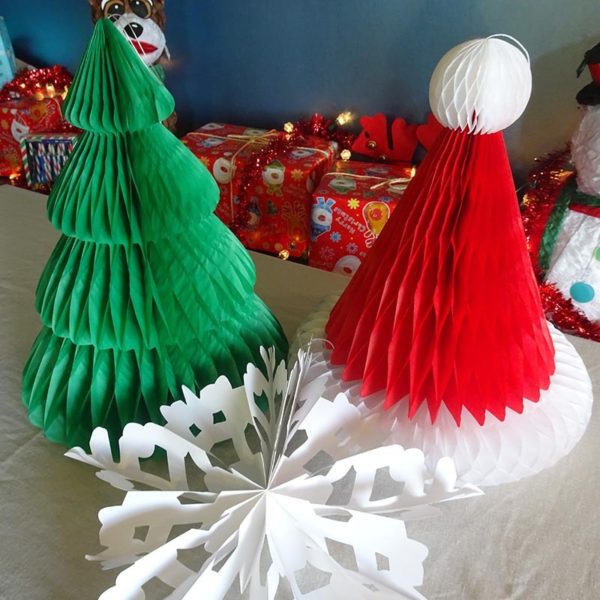3 décorations de Noël à suspendre en nid d'abeille