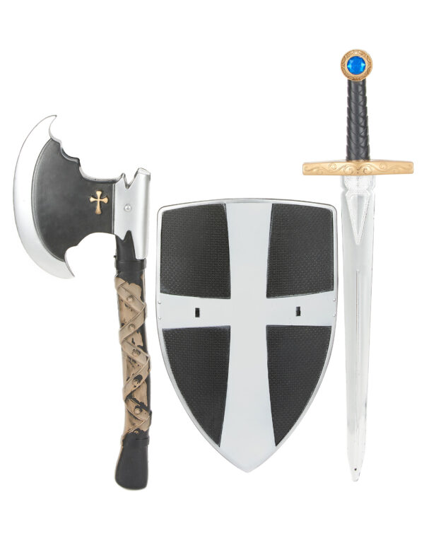 kit bouclier, épée et hache de chevalier