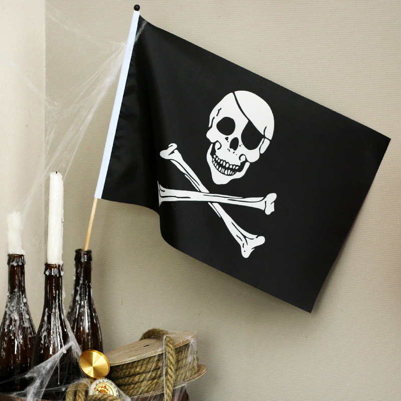 Drapeau Pirate 100 x 150 cm - véritable drapeau Pirate en tissu