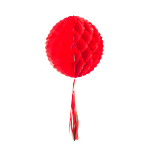 Boule alvéolée rouge avec rubans