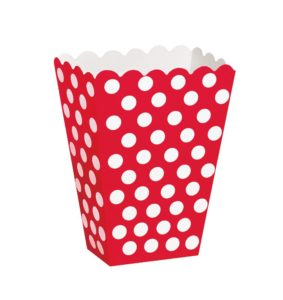 Lot de 8 boites à Pop Corn rouges à pois blancs