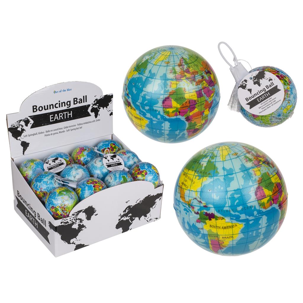 1x Balle anti-stress planète terre / globe / globe 7 cm - Boules