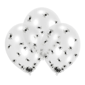 Lot de 6 ballons transparents confettis araignées