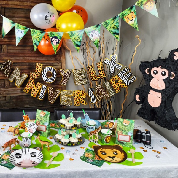 Pack de décoration d'anniversaire Animaux de la Jungle