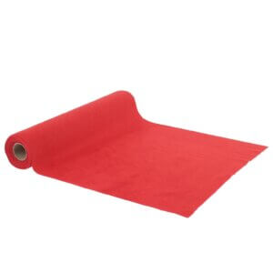 chemin de table tressé en velours rouge