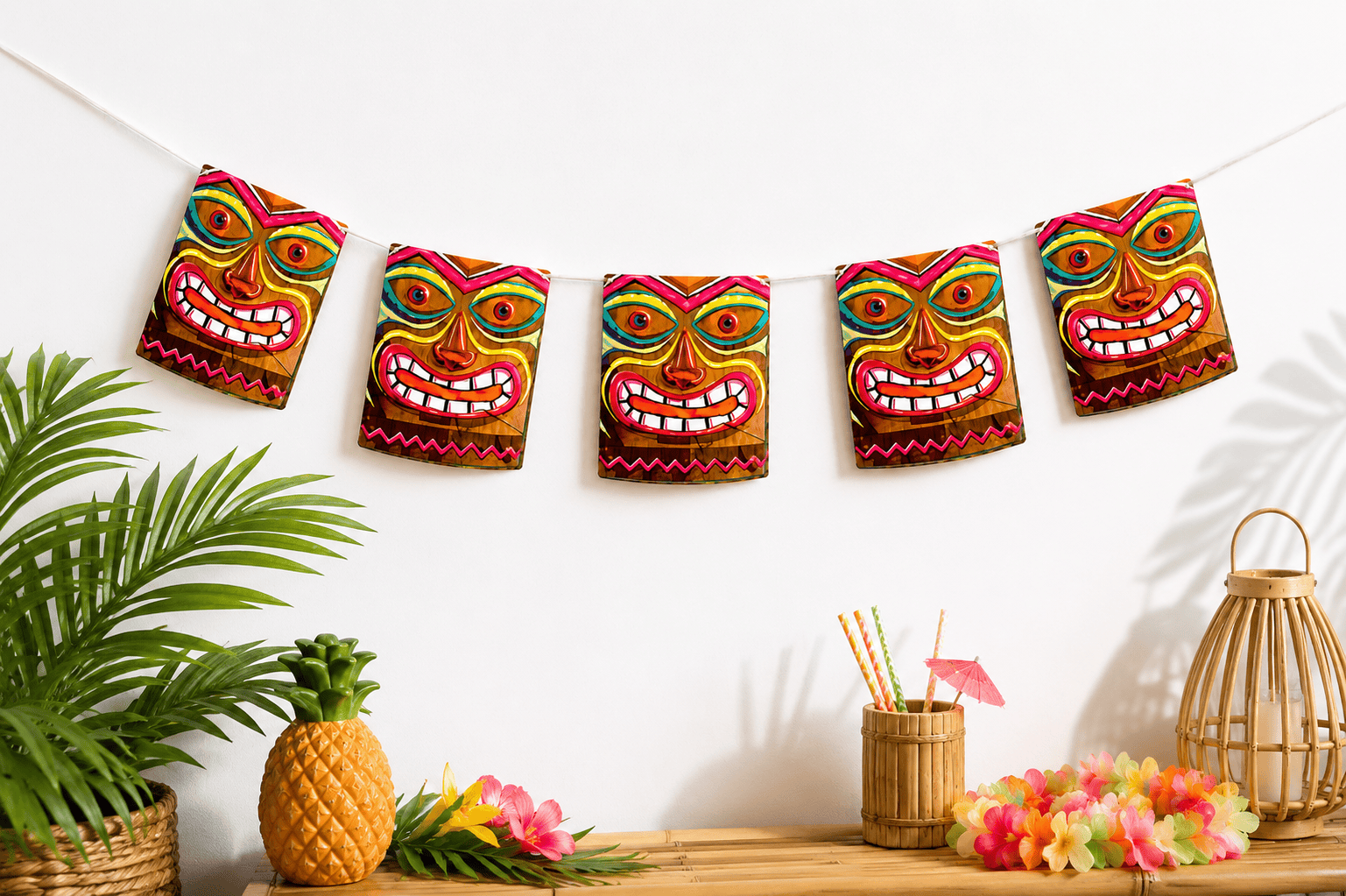 guirlande tiki mise en scène